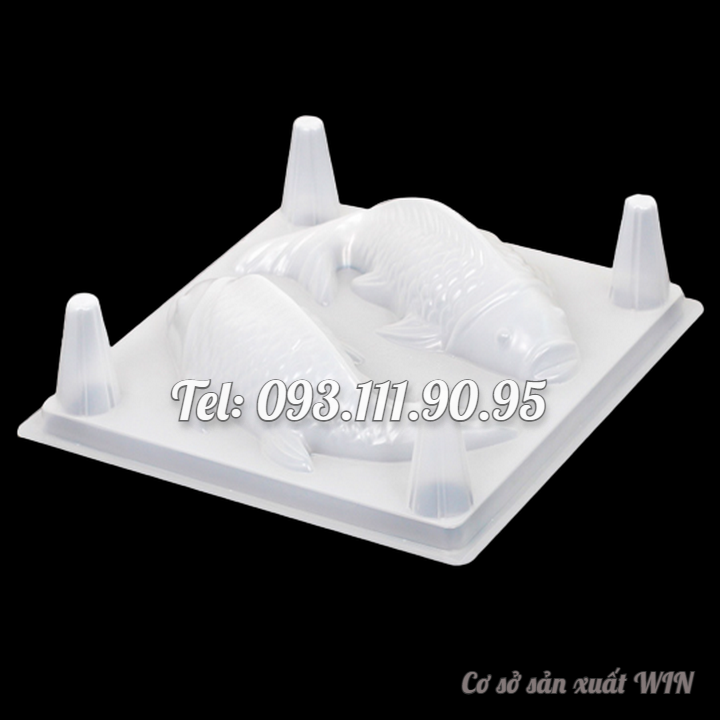 Khuôn làm bánh, rau câu, khuôn ép xôi, giò chả, bánh tổ hình 2 con cá chép Koi Nhật Bản loại 29 cm - Mã số 1734