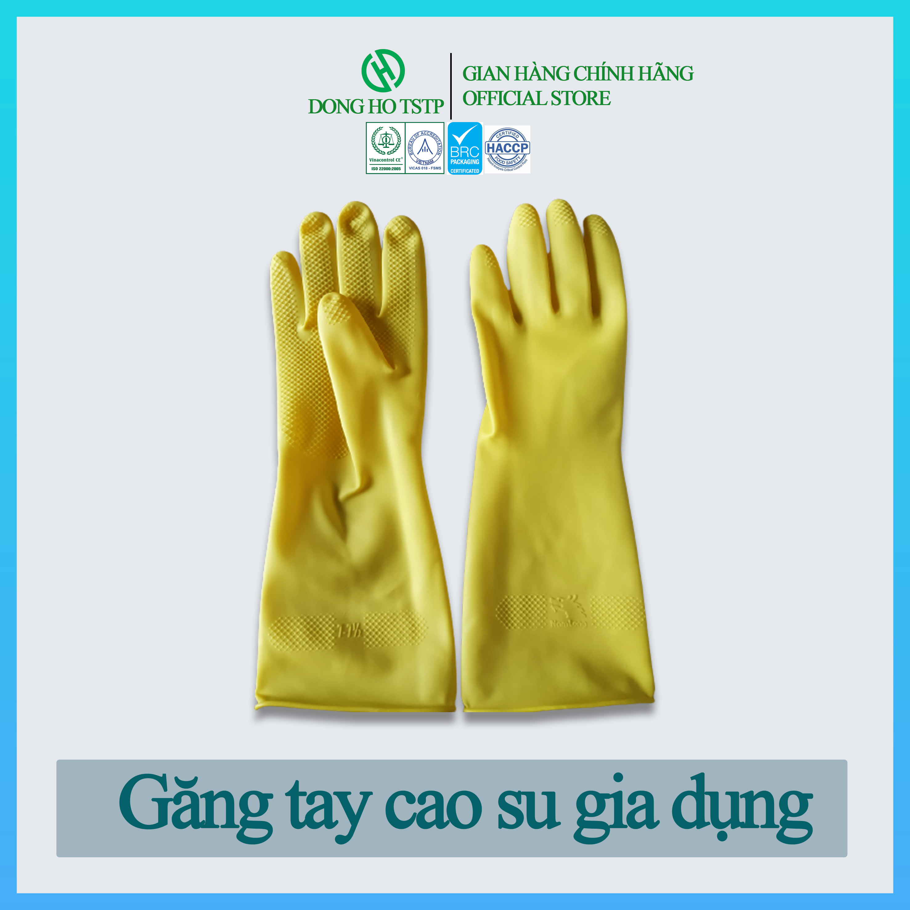 Găng tay cao su rửa chén - Găng tay cao su se viền màu vàng