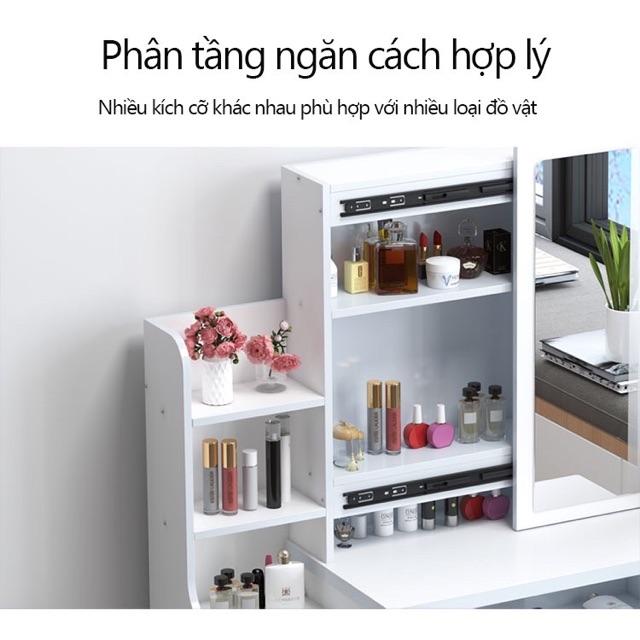 Bàn trang điểm bán phấn đa chức năng kết hợp kệ đồ giá đồ tiện lợi cao cấp siêu xinh BAH030