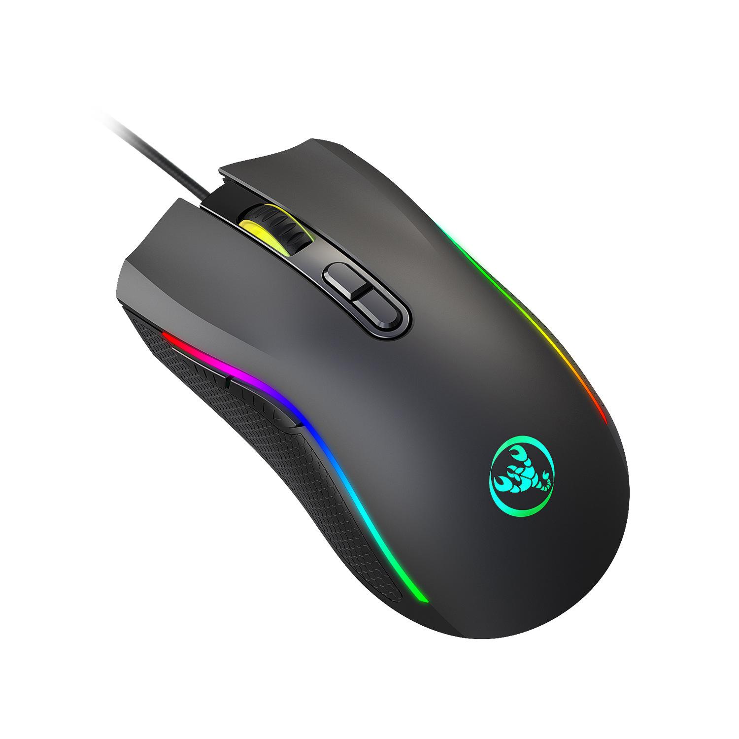 Hongsund Mới Lập Trình Macro RGB 7200DPI Dạ Quang Chuột Chơi Game Điện Tộc Cáp Chuột 6 Dpi Tập Tin Có Thể Điều Chỉnh Chuột Chơi Game