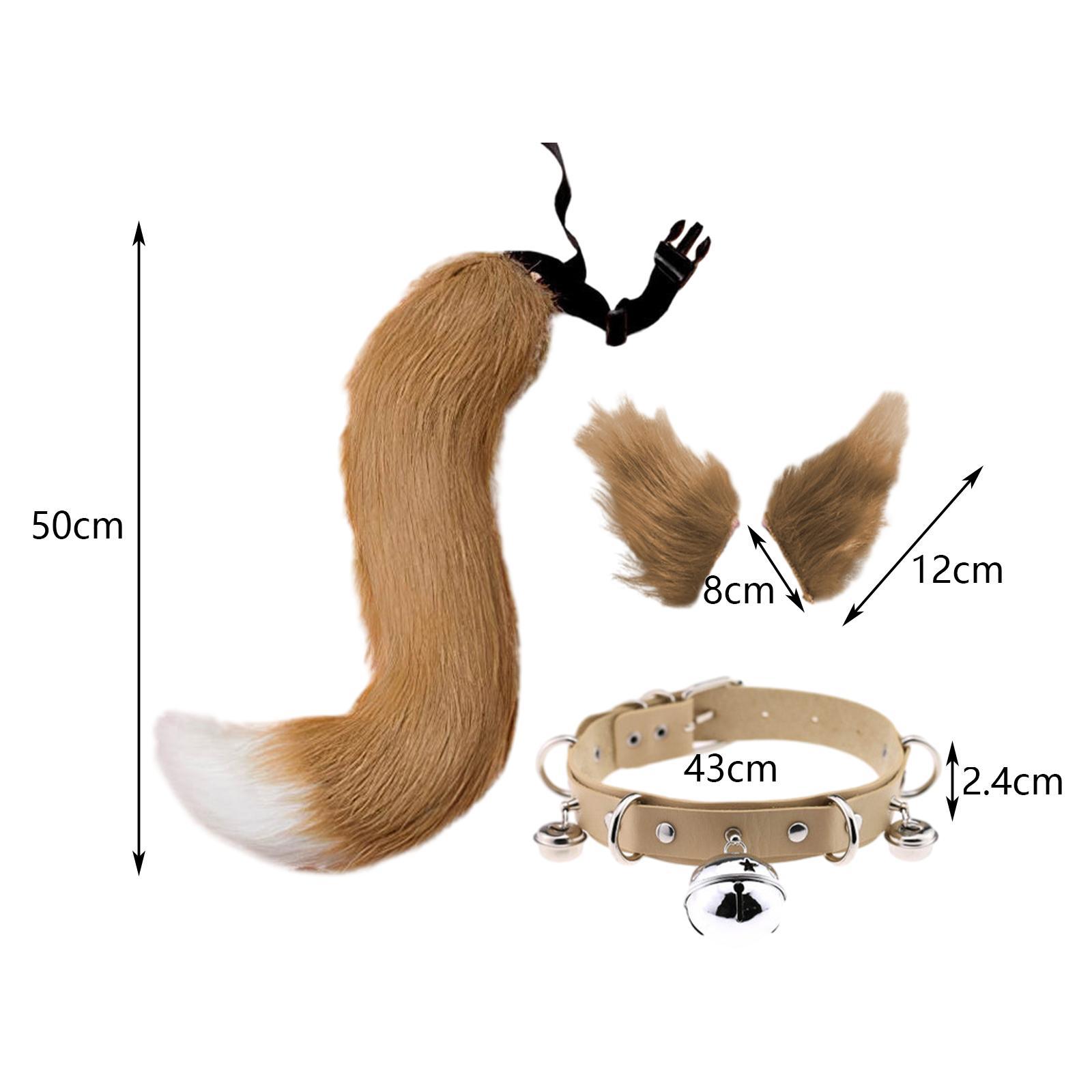 3Pcs Animals Ears and Long Tail Set Cute Cat Ear and Tail Halloween Costume