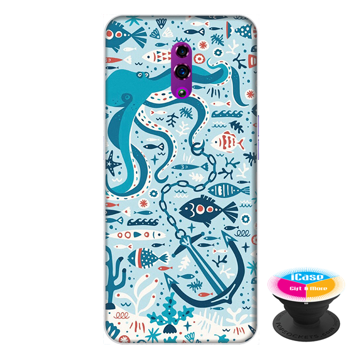 Ốp lưng điện thoại Oppo Reno hình Cá Xanh tặng kèm giá đỡ điện thoại iCase xinh xắn - Hàng chính hãng