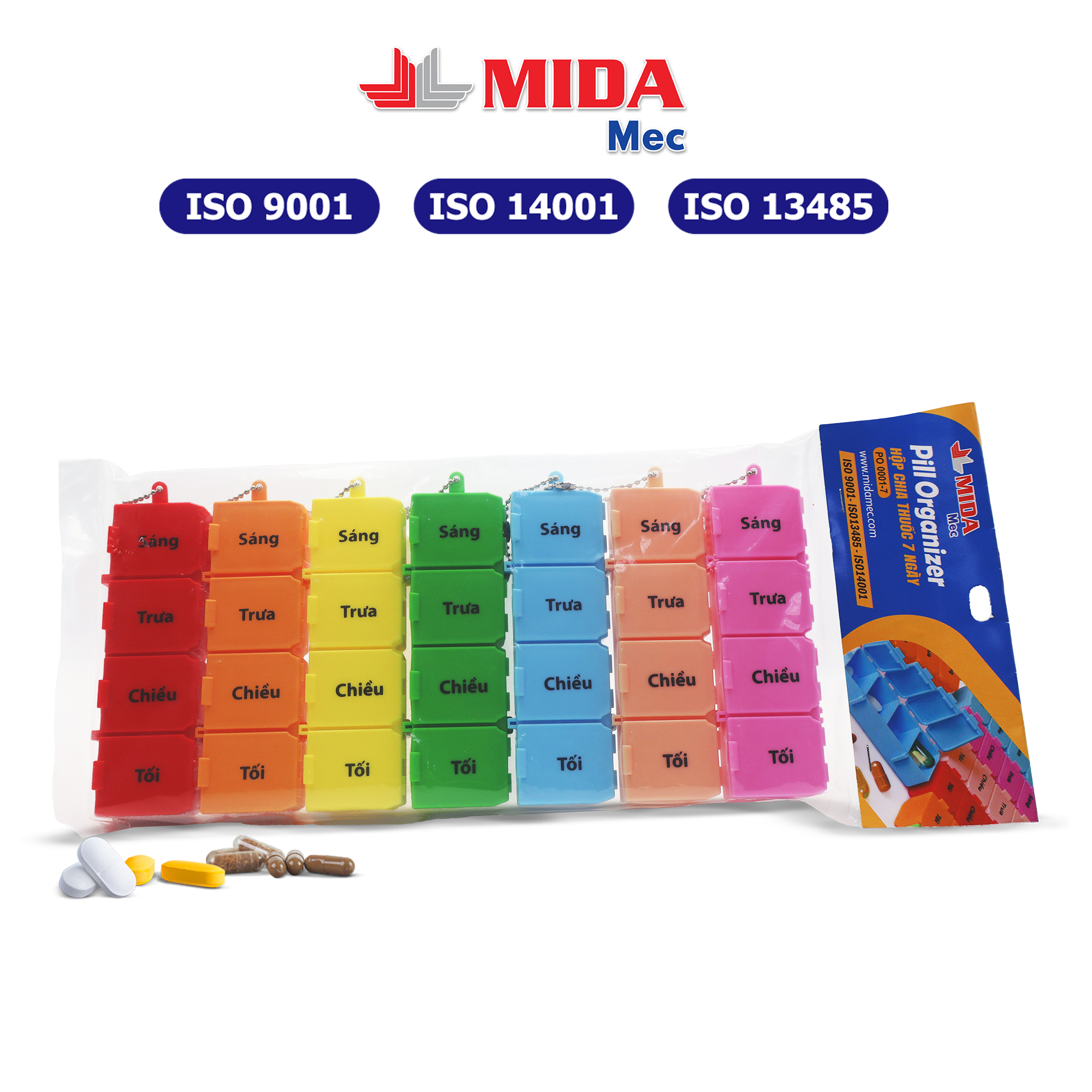 Set hộp chia thuốc 7 ngày MidaMec 7 màu