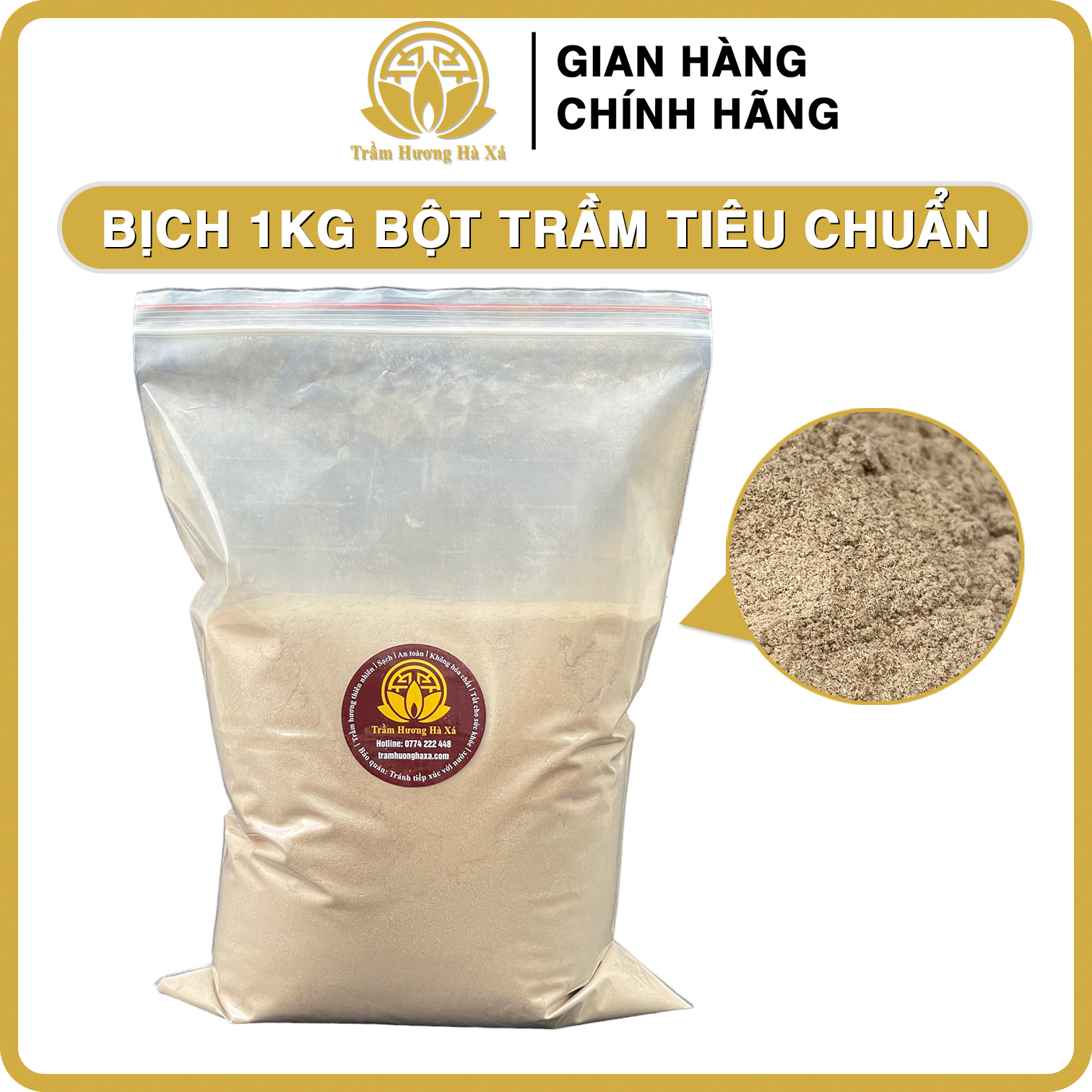 Bịch 1kg bột trầm hương đốt xông nhà tẩy uế HÀ XÁ đồ thờ cúng phong thủy, xua đuổi vận xui, sạch tự nhiên 100