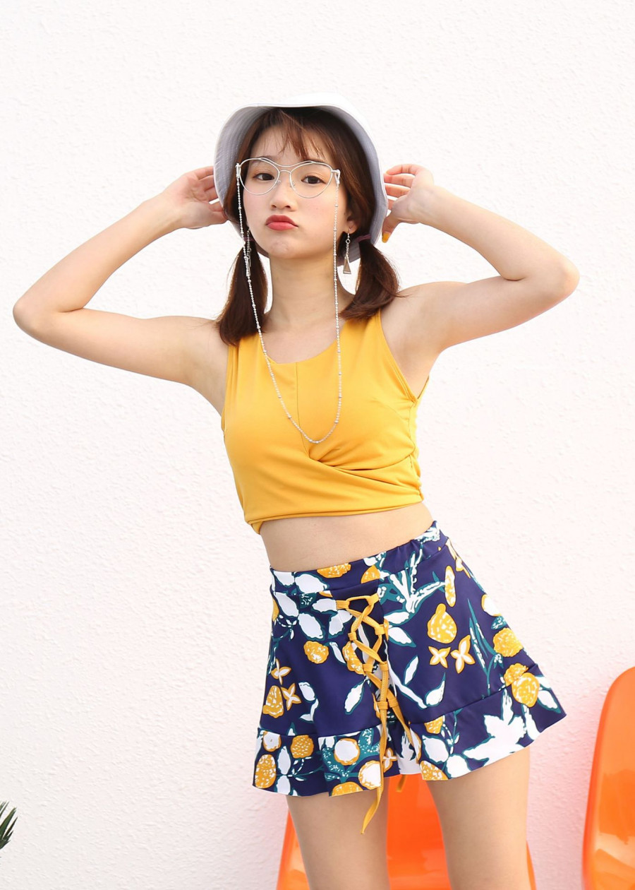 Bikini hai mảnh kín đáo ba chi tiết đồ bơi mùa hè đi biển BV11