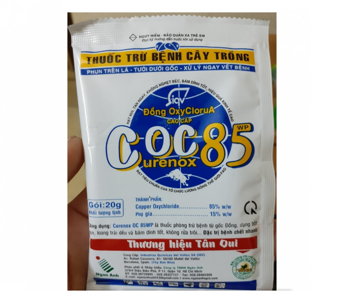 2 GÓI CURENOX OC 85 WP - PHÒNG TRỊ NẤM BỆNH, DIỆT VI KHUẨN, TĂNG CƯỜNG THÊM VI LƯỢNG ĐỒNG GIÚP CÂY PHÁT TRIỂN TỐT, TĂNG NĂNG SUẤT VÀ CHẤT LƯỢNG