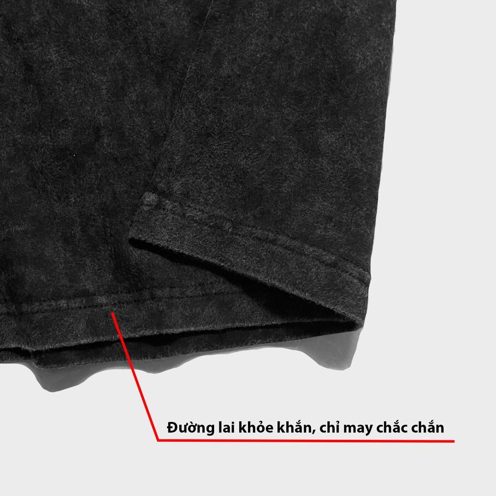 Áo Thun Brand Lazier Vietnam / Signature LZ01 / WASH ĐEN - Chất liệu cotton 100% 250gsm