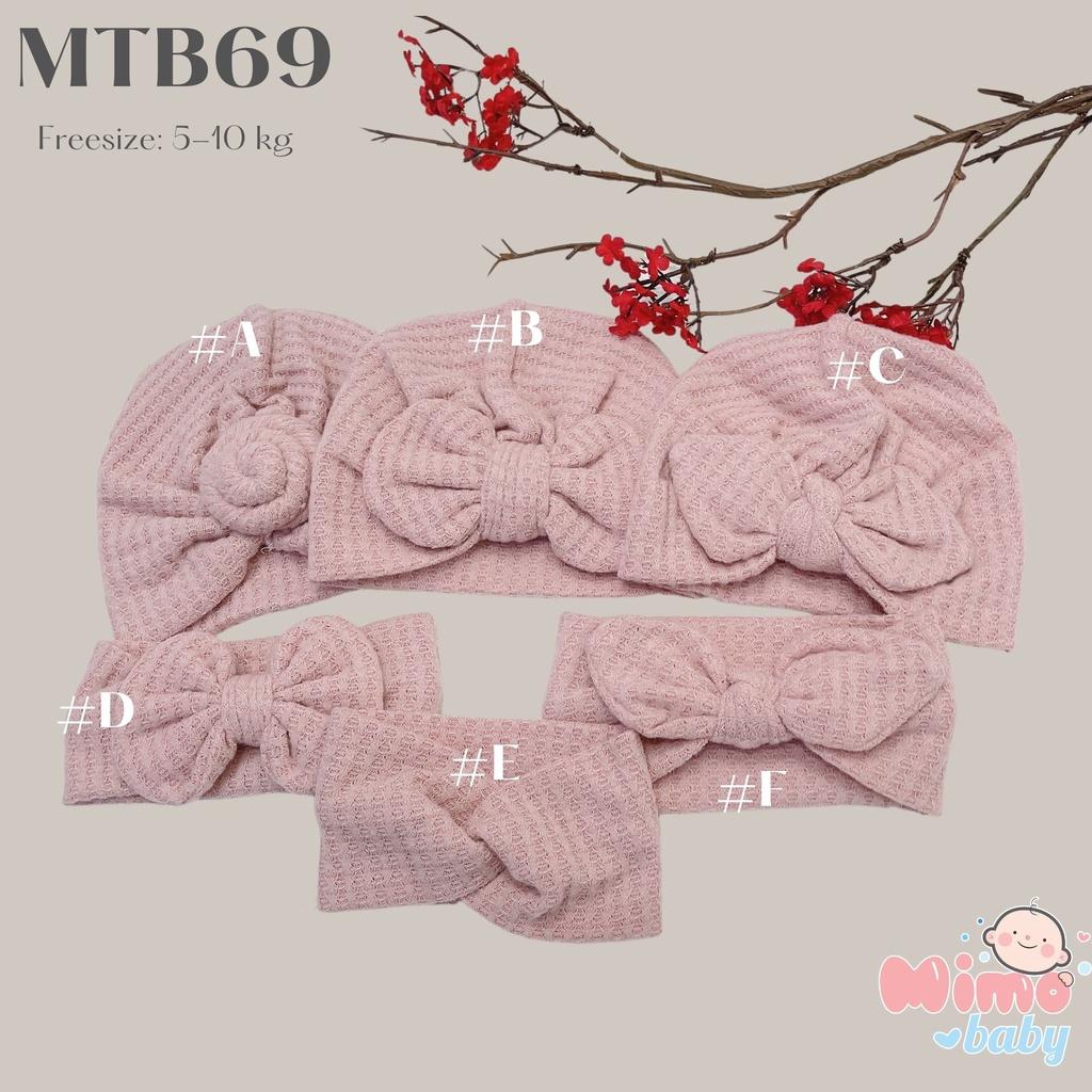 Mũ nón turban nơ hồng đáng yêu cho bé 5-10kg Mimo Baby MTB69
