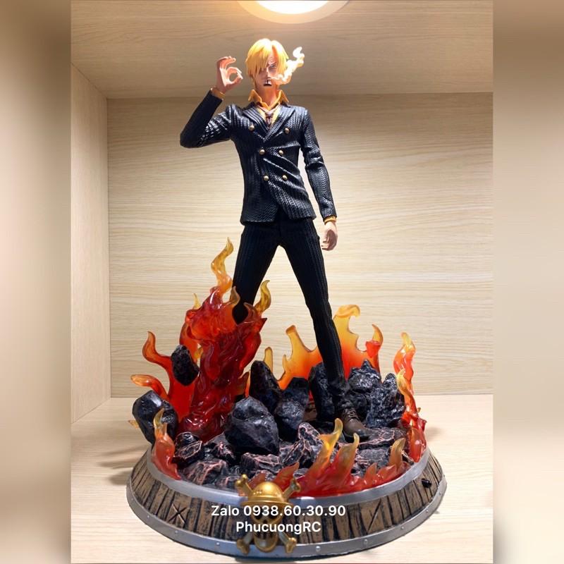 Mô hình One Piece - Sanji chân đen có led sắc nét màu đậm áo lửa đỏ tươi 38cm