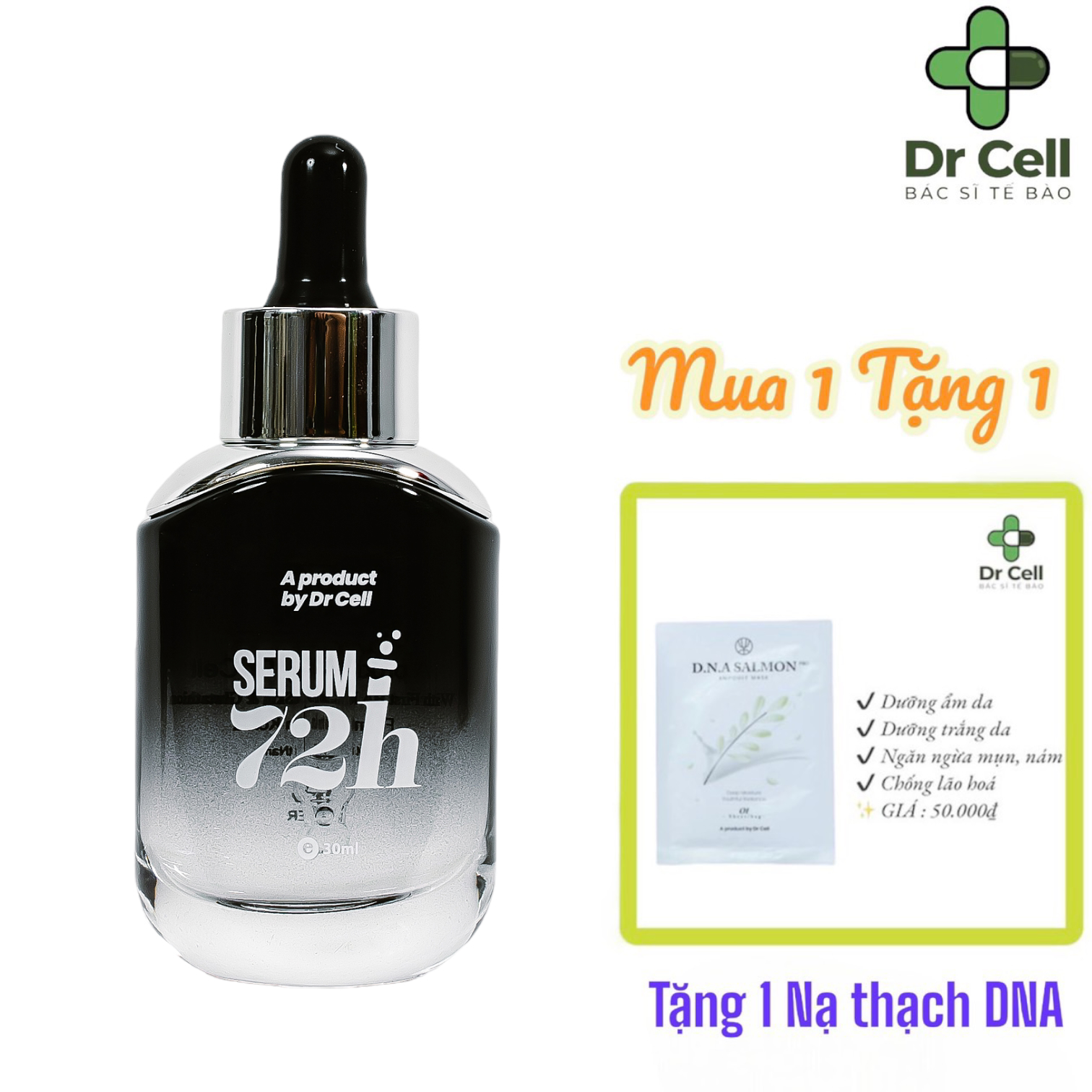 Serum 72h Dr Cell 30ml cấp ẩm dưỡng trắng căng bóng da - Hàng Chính Hãng