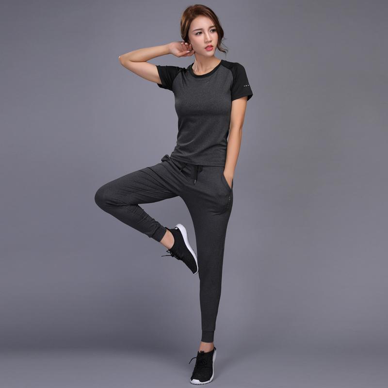 Mới Áo Thể Thao Yoga Bộ Chạy Bộ Quần Áo Tập Gym Tập Luyện Thể Dục Tập Thể Thao Yoga Áo Thun + Quần Chạy Bộ Quần Áo Phù Hợp Với