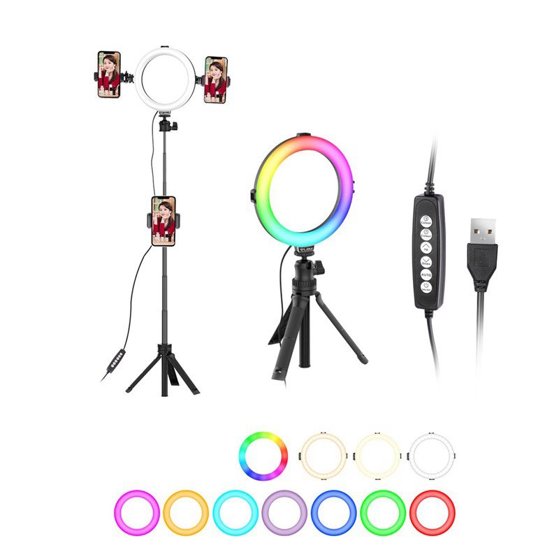 Combo đèn led livestream đổi màu + chân đỡ điện thoại đa năng Ulanzi VIJIM K9 RGB - Hàng chính hãng