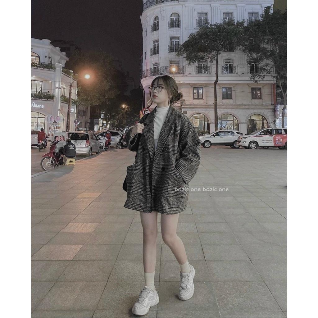 (Sẵn+ Ảnh Thật) Áo dạ kẻ 4 cúc hàng quảng châu 2 lớp, Áo vest Blazer dạ cao cấp