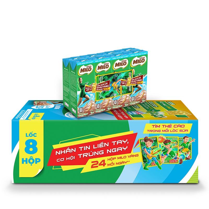 [Tặng túi chần bông] Thùng 48 hộp sữa lúa mạch Nestlé MILO Ít đường 180ml