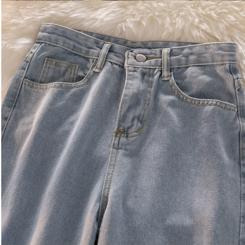 Quần jean Baggy ống suông rộng lưng cao nữ Ulzzang style Hàn Quốc