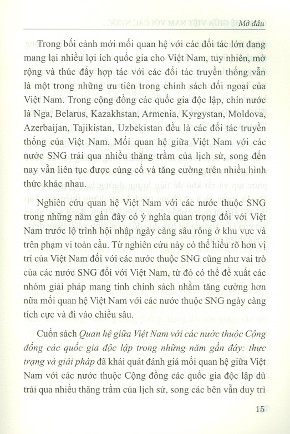 Quan Hệ Giữa Việt Nam Với Các Nước Thuộc Cộng Đồng Các Quốc Gia Độc Lập Trong Những Năm Gần Đây (Sách Chuyên Khảo)