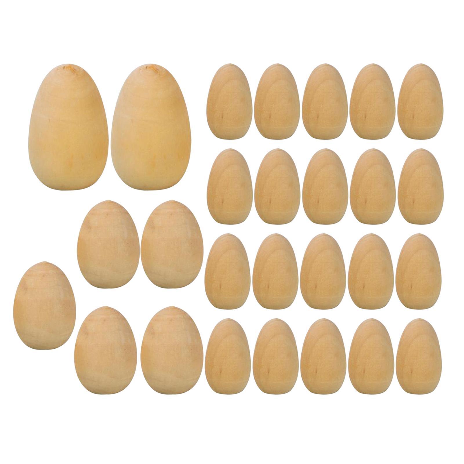 27 Pieces Unfinished Wood Eggs with Flat Bottom DIY Easter Holiday Craft