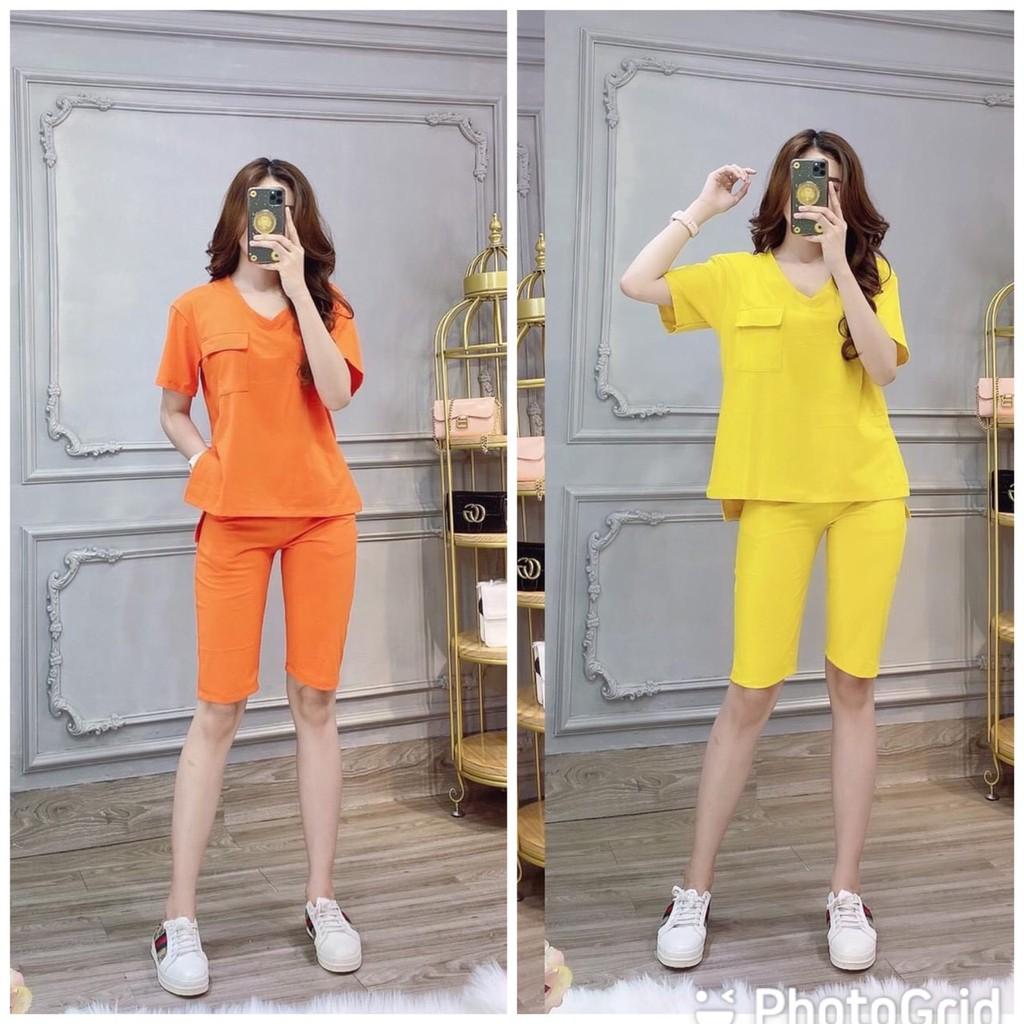 Set bộ lửng cổ tim phối túi co giản size 45-67kg-HT69