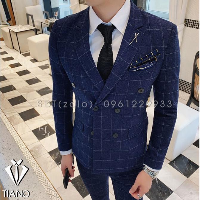 Bộ Vest nam cao cấp Hàn Quốc XANH màu ô Xanh cực sang trọng, Suit Nam Cao Cấp