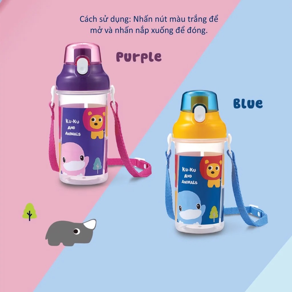 Bình uống nước cho bé KUKU AND ANIMALS KU5602A - 500ML