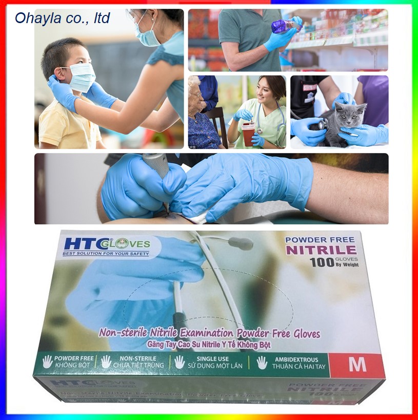 Găng tay y tế HTC cao su Nitrile 100 cai/hộp