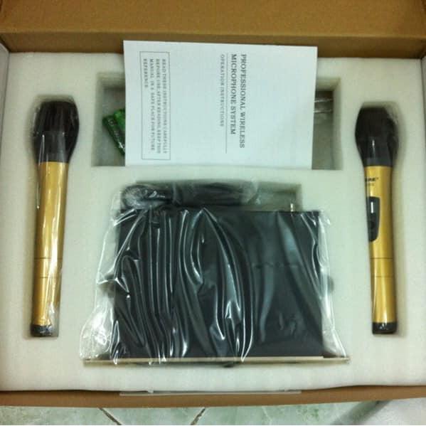 Bộ 2 micro karaoke không dây SH 300G cao cấp, cho karaoke gia đình dễ lắp đặt và dễ sử dụng