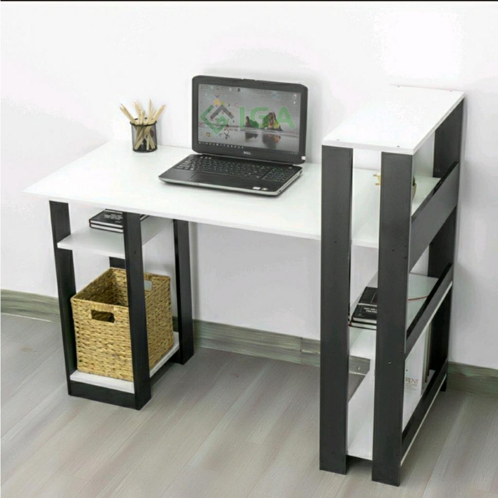 Bàn Làm Việc, Bàn Học Sinh Gỗ MDF Lắp Ghép Kết Hợp Kệ Sách 4 Tầng Tiện Dụng.