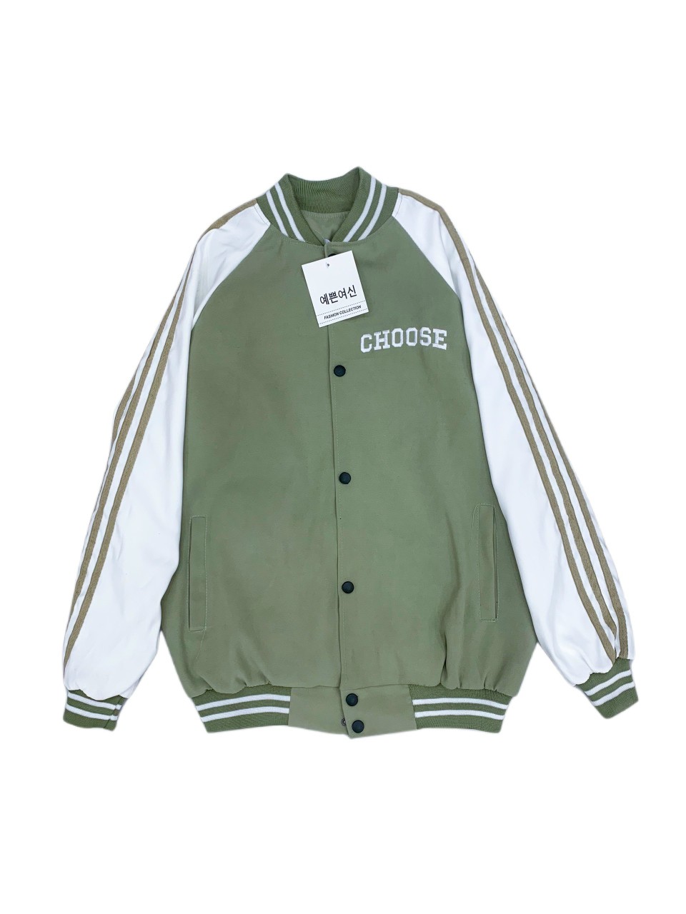 Áo Khoác Bomber Da Lộn 2 Lớp Lót Dù Thêu Chữ CHOOSE - FREESHIP - Kiểu Bóng Chày Form Rộng Hàn Quốc Nam Nữ Mặc