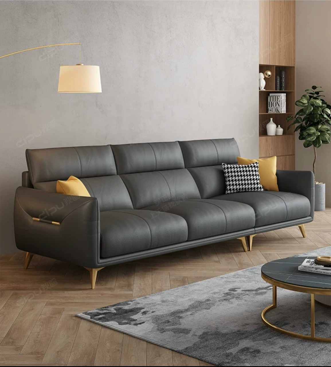 Ghế sofa băng 4 chỗ ngồi Tundo 200 x 85 cm x 85 cm màu cam đất + trắng kem