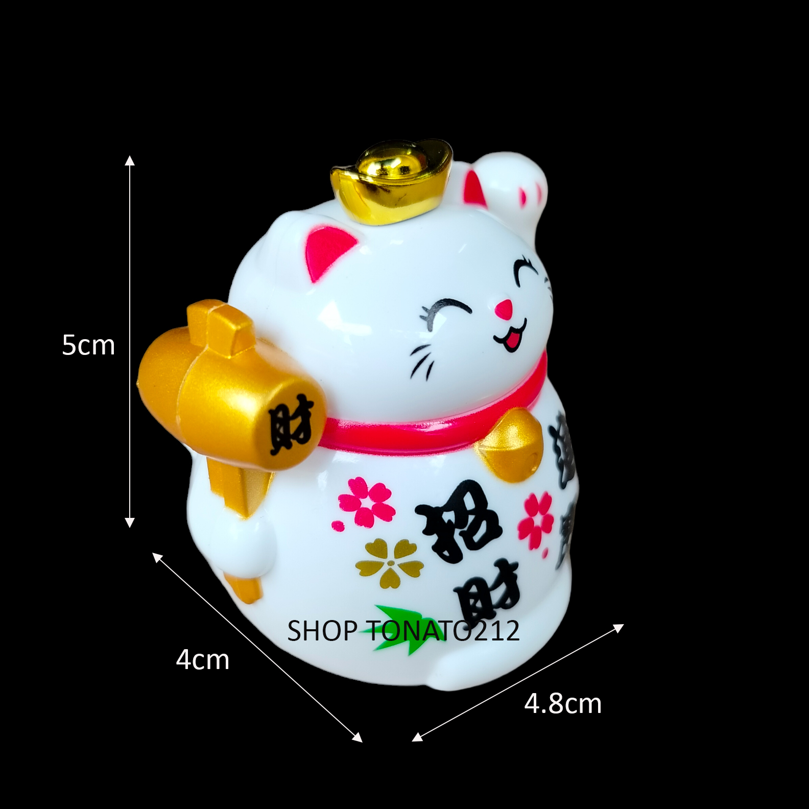 MÈO THẦN TÀI, MÈO MAY MẮN MANEKI NEKO THỎI VÀNG NĂNG LƯỢNG MẶT TRỜI CAO 5CM