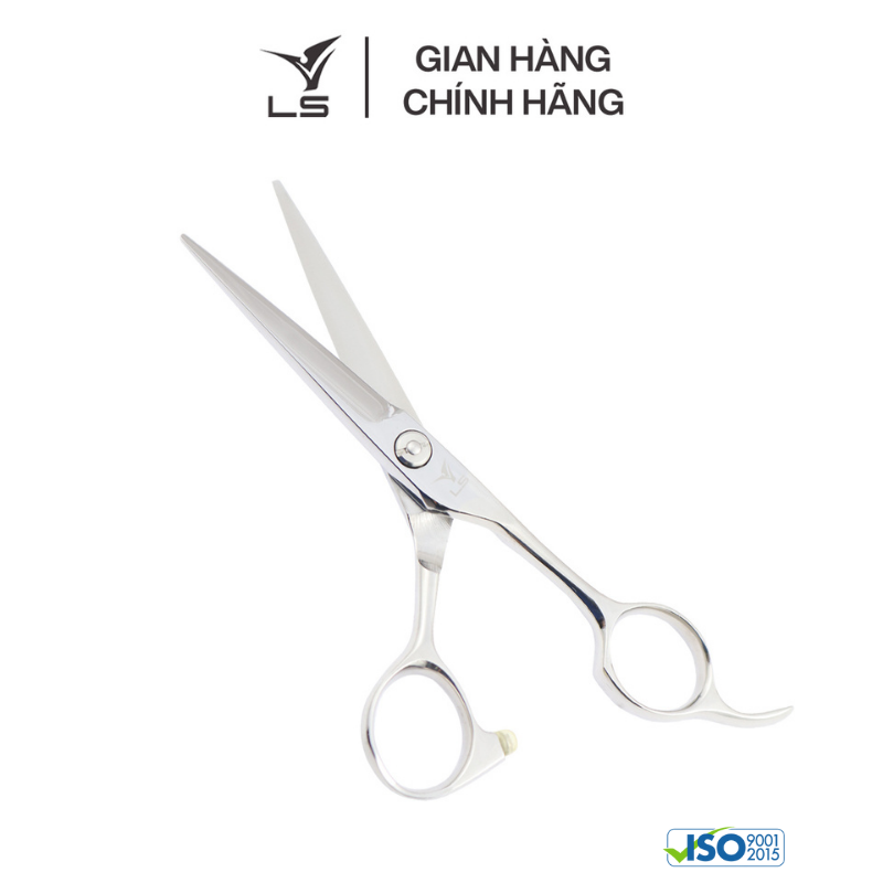 Kéo cắt tóc LS lưỡi thẳng quai offset phẳng đỡ ngón cố định CB12/5.0