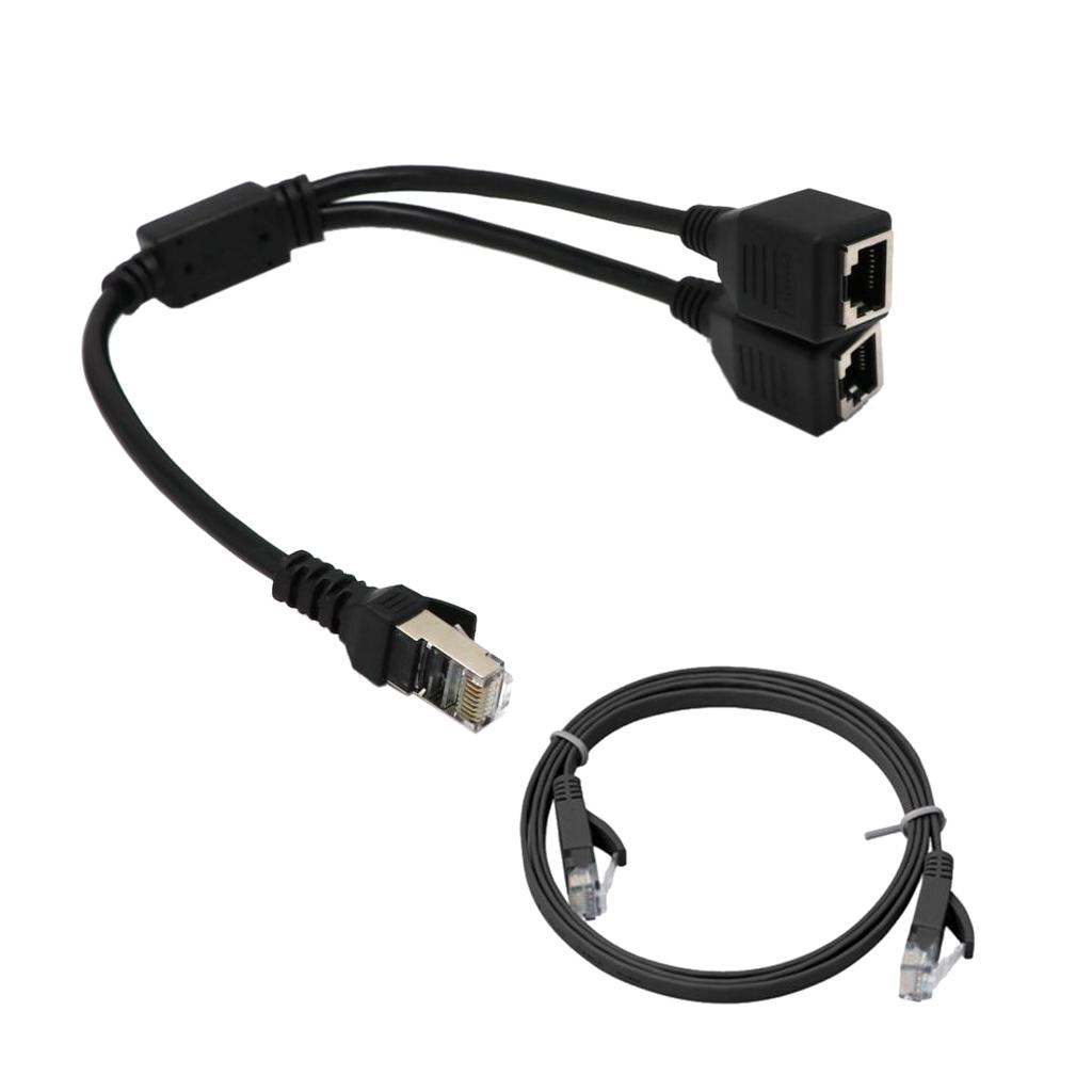 RJ45 Network Y Splitter Adapter, 1 RJ45 Female to 2 RJ45 Female Network Splitter Adapter, LAN Connector, Suitable for Super Category 5 6 Ethernet