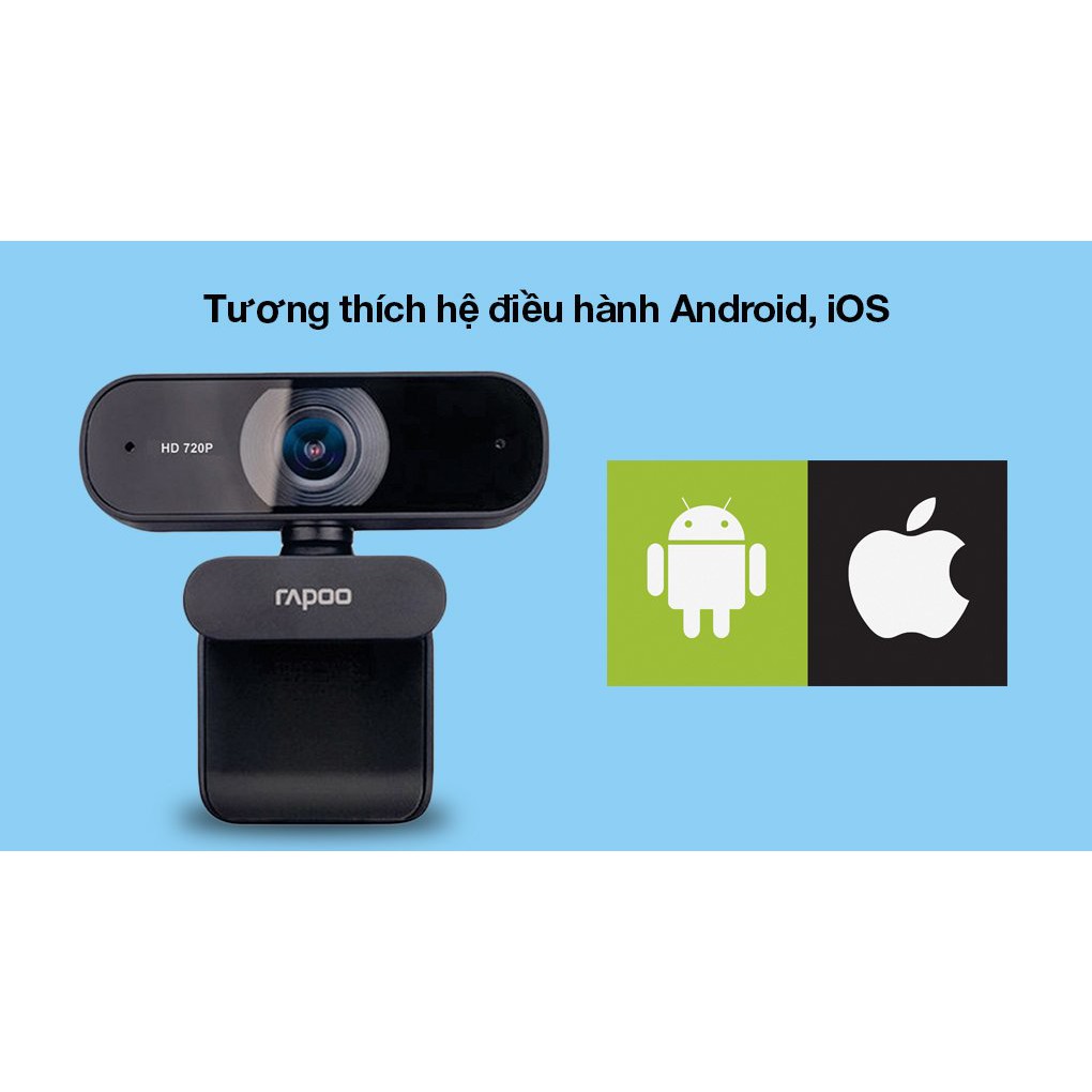 Webcam HD 720P Micro Khử Ồn Kép Ra RAPOO C200 - Hàng Chính Hãng