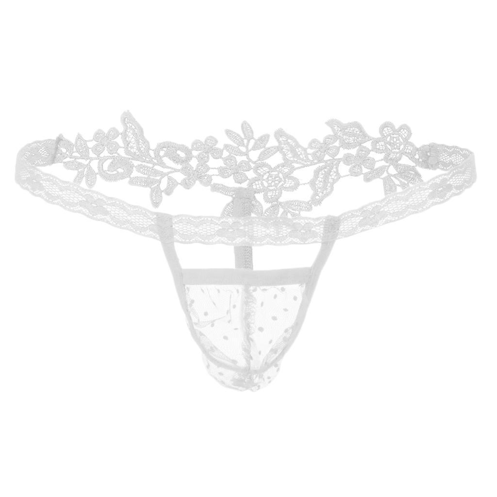 2pcs Men Underwear Thong Lace Underpants G-String Thong Briefs Bikini T-Back Mesh Triangle Low Waist Thong