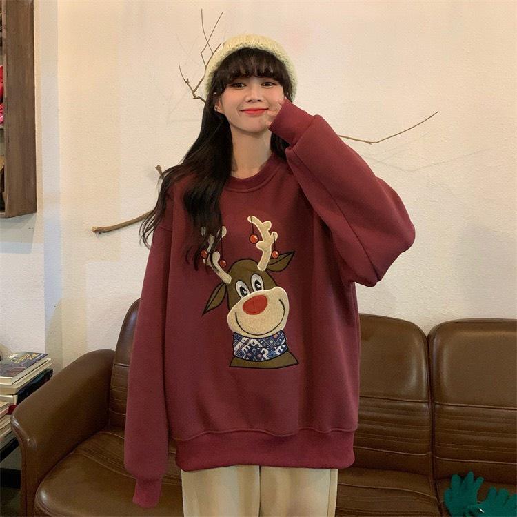 Áo Sweater Nỉ Noel Hình In Tuần Lộc