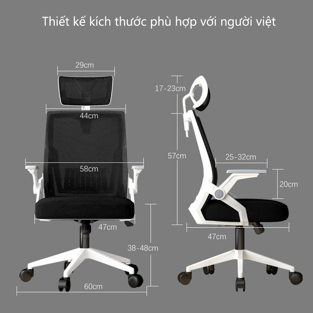 Ghế Văn Phòng, Ghế Công Thái Học, Ghế Làm Việc Xoay 360° - Tựa Đầu 3D, Tay Vịn Thông Minh, Có Trợ Lực Vùng Eo Thắt Lưng, Vải Dệt Thoáng Khí &amp; Cao Su Đàn Hồi, Bảo Vệ Cột Sống Lưng - Hàng Chính Hãng