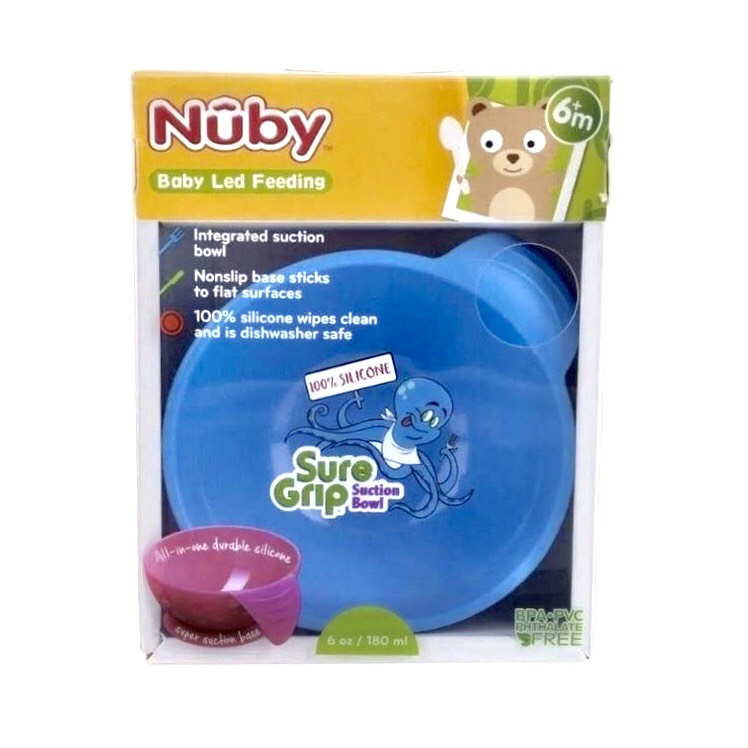 [ 5601-Nuby ] Bát ăn dặm Sure Grip, 100% Silicone cao cấp, siêu mềm, đế bát chống trượt