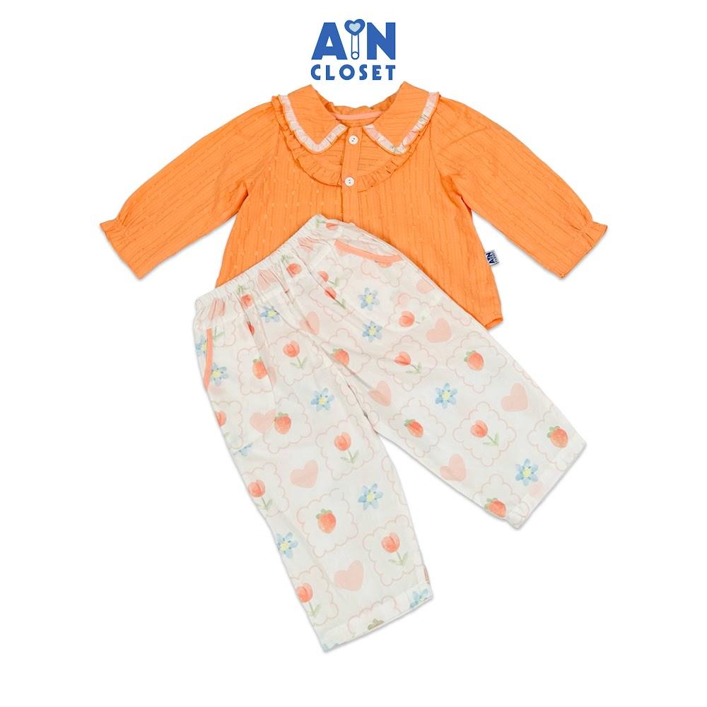 Bộ quần áo Dài bé gái họa tiết Sơ Mi Cam Hạt cotton - AICDBGJFU0JY - AIN Closet