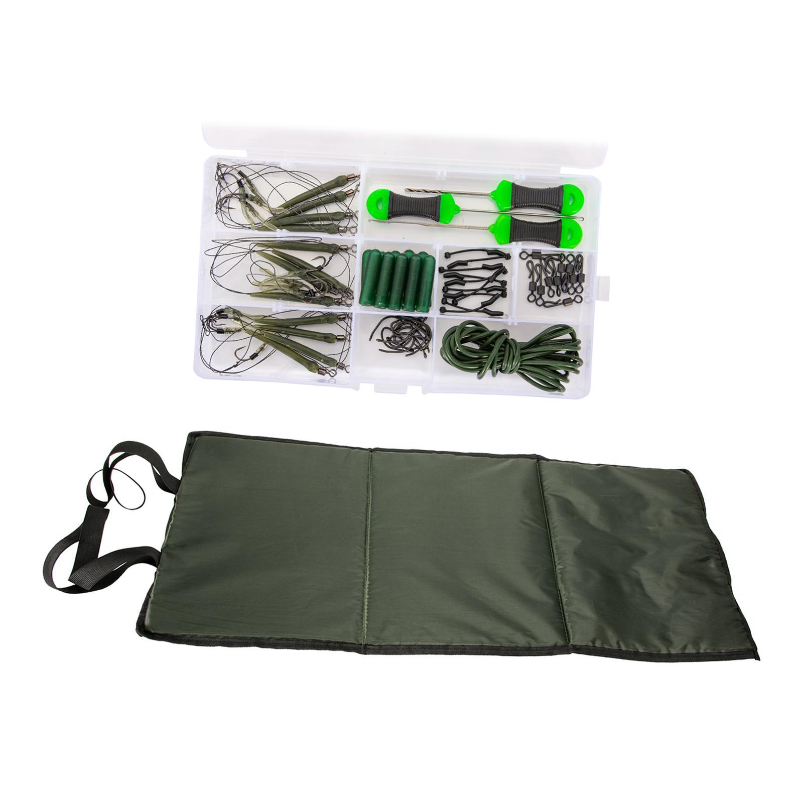 Portable Fish Landing Mat, Carp Fishing Tackle , Fishing Equipment Hooks Durable with Storage Box Seat Pad Carp Fishing Hair Rigs Fish Gear