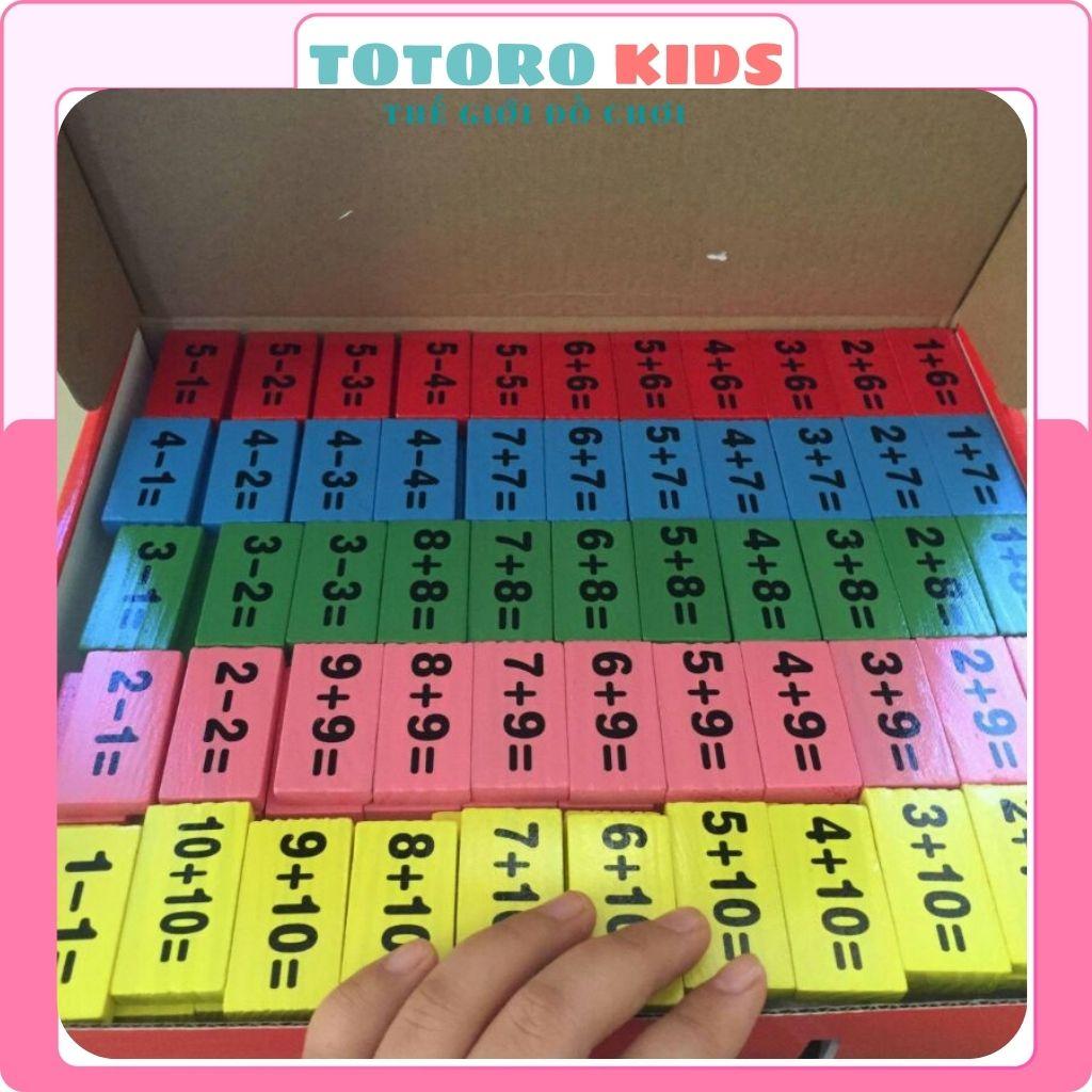 Bộ đồ chơi bằng gỗ Domino 110 quân toán học giáo dục xếp hình lắp ghép thông minh trí tuệ cho bé trai gái