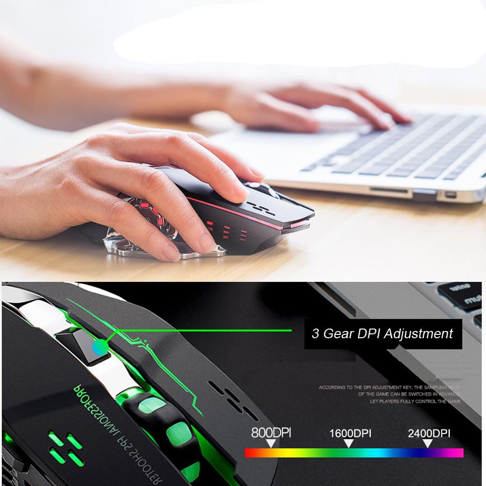 Mới 2400DPI Chuột Sạc X8 Không Dây Silicon LED Backlit Quang USB Ergonomic Chuột Chơi Game Thở Dạ Quang Ánh Sáng