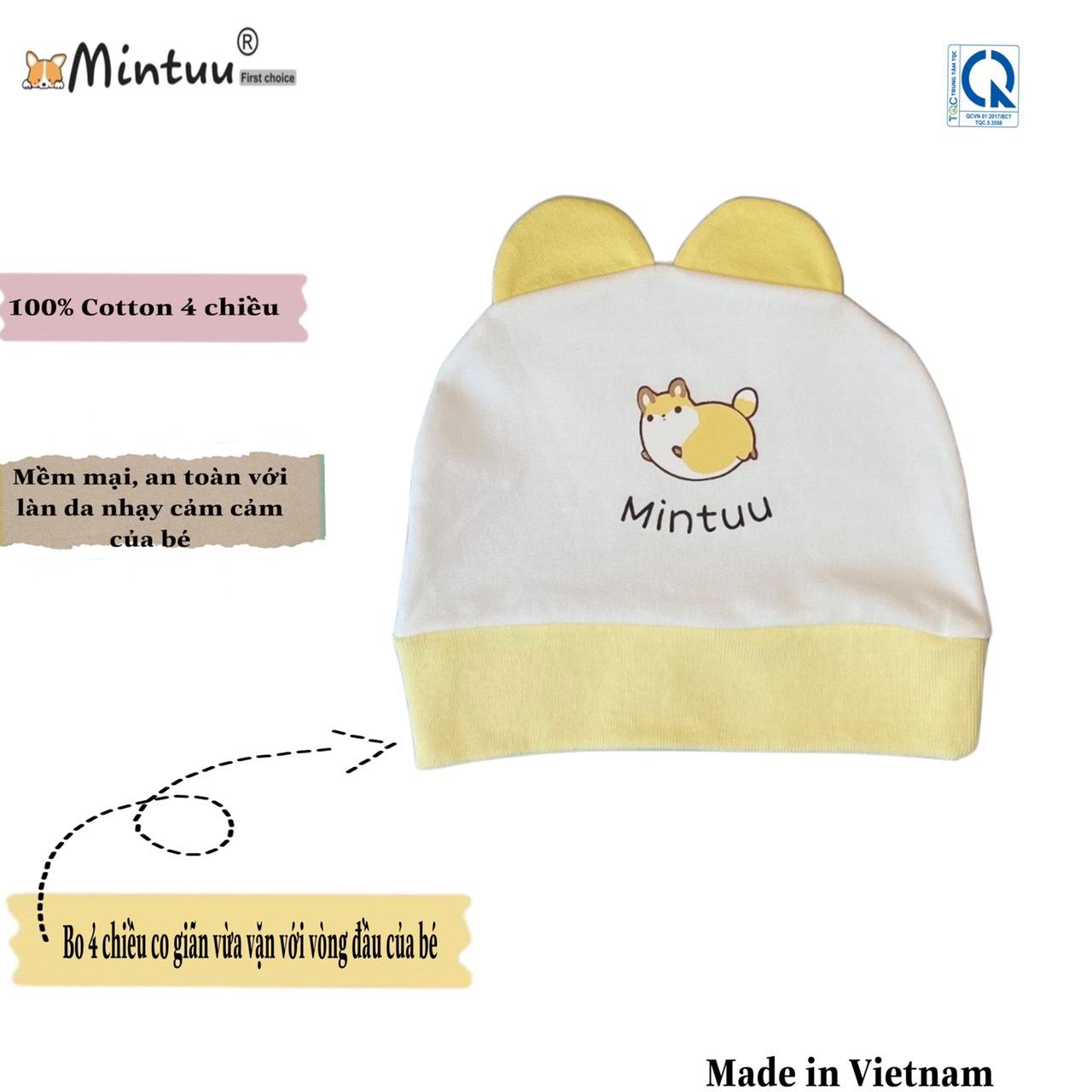 Set 2 Nón sơ sinh tai thỏ thương hiệu MINTUU FIRST CHOICE, chất liệu vải 100% cotton 4 chiều - Màu Bé Trai