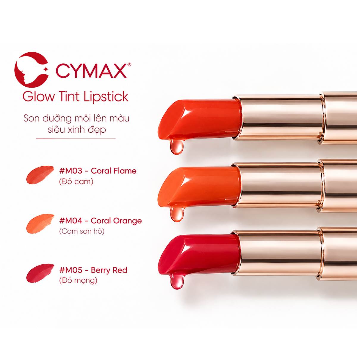 Son Tint CYMAX Glow Tint Lipstick - Son Dưỡng Môi Lên Màu Chuẩn, Nhập Khẩu Chính Ngạch Hàn Quốc