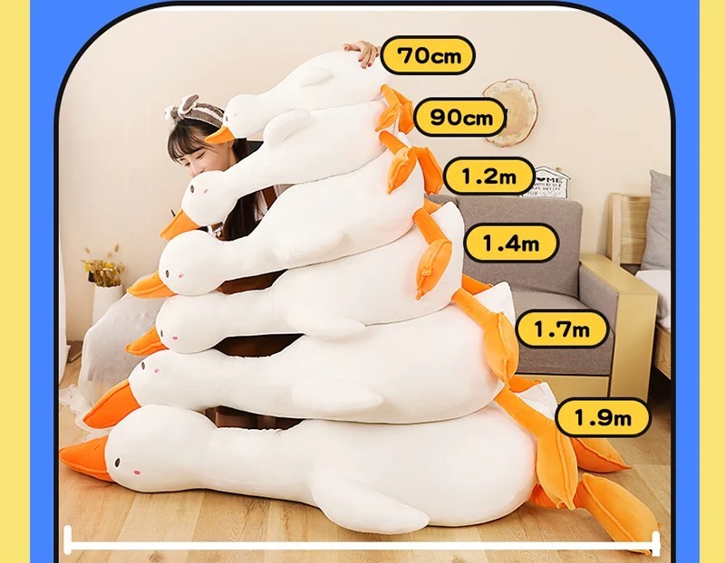 Thú nhồi bông vịt trầm cảm vàng dễ thương - Size từ 70cm đến 1m6 - Quà tặng gấu bông vịt vàng cute