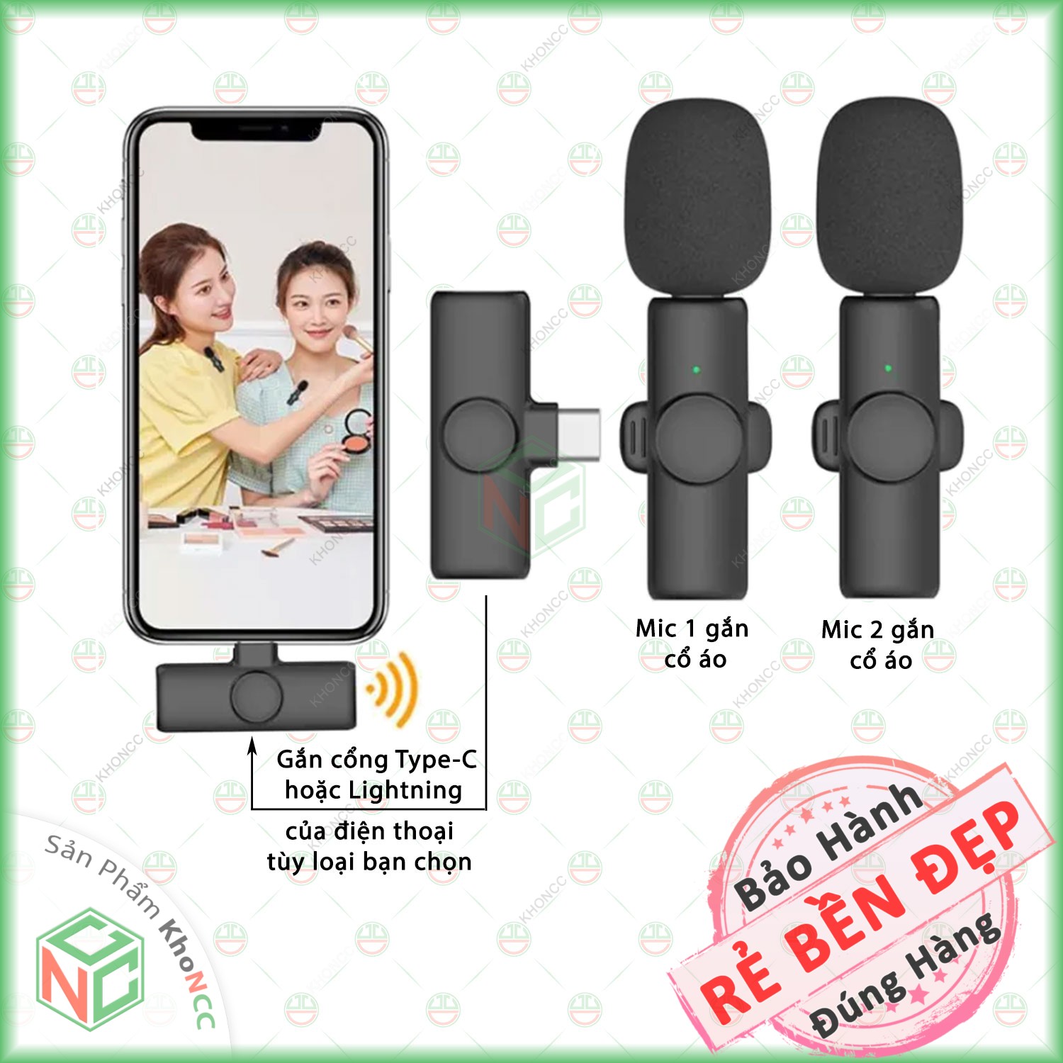 (Chuyên Nghiệp) 02 Micro Thu Âm Gắn Cổ Áo KhoNCC Hàng Chính Hãng Giúp Âm Thanh Sắc Nét - Lọc Nhiễu - Phục Vụ Bán Hàng - Đào Tạo LiveStream - Hát Karaoke Trực Tuyến - KLM-2MicK9Pro