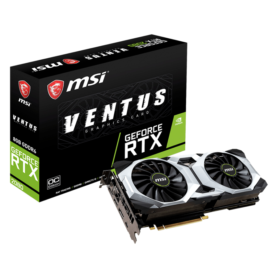 Card Màn Hình VGA MSI RTX 2080 VENTUS OC 8GB GDDR6 256 Bit 2 Fan DisplayPort HDMI USB Type-C - Hàng Chính Hãng