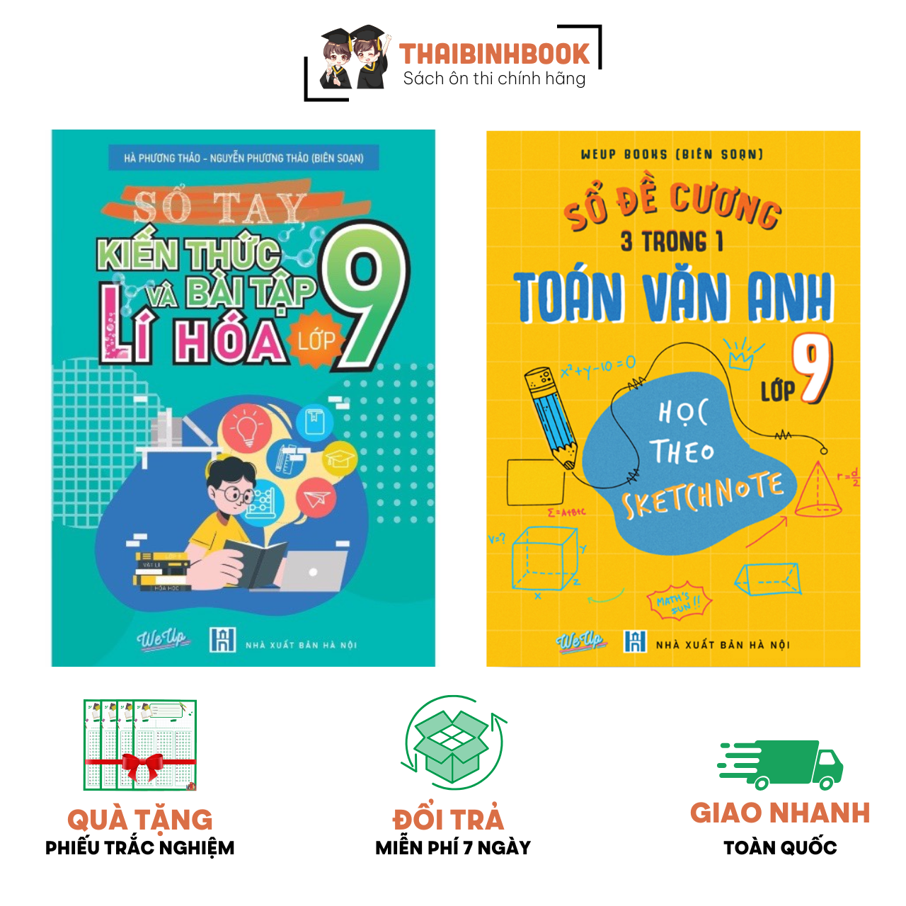 Combo 02 Sách Sổ Tay Lớp 9 : Sổ Đề Cương 3 Trong 1 Toán Văn Anh Lớp 9 SKETCHNOTE &amp; Sổ Tay Kiến Thức Bài Tập Lý Hóa Lớp 9