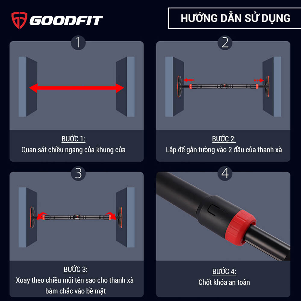 Xà đơn gắn cửa, treo tường chính hãng Goodfit GF201PU