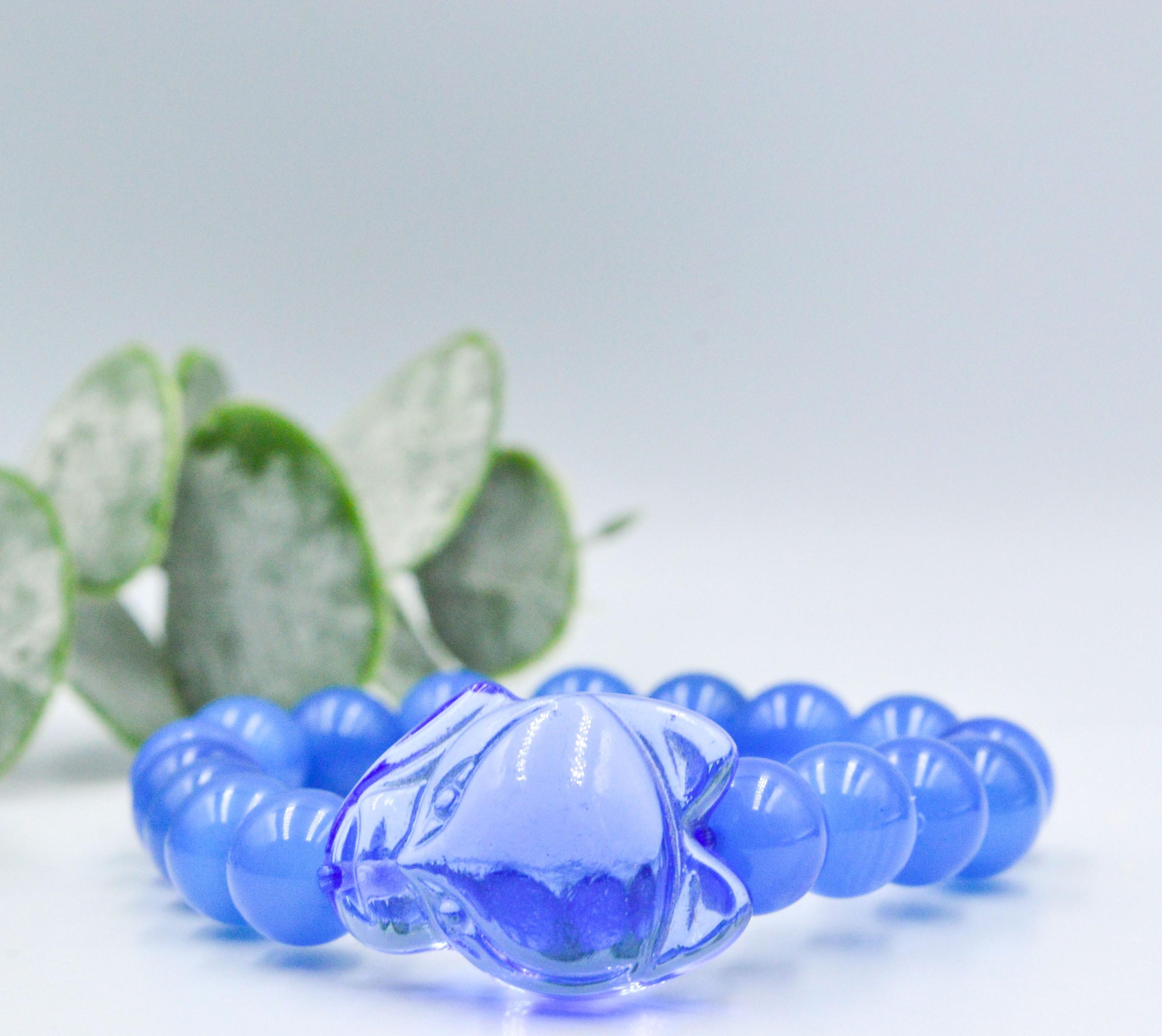 Vòng Tay Hồ Ly Baby Topaz Xanh Dương Phối Mã Não Xanh Dương