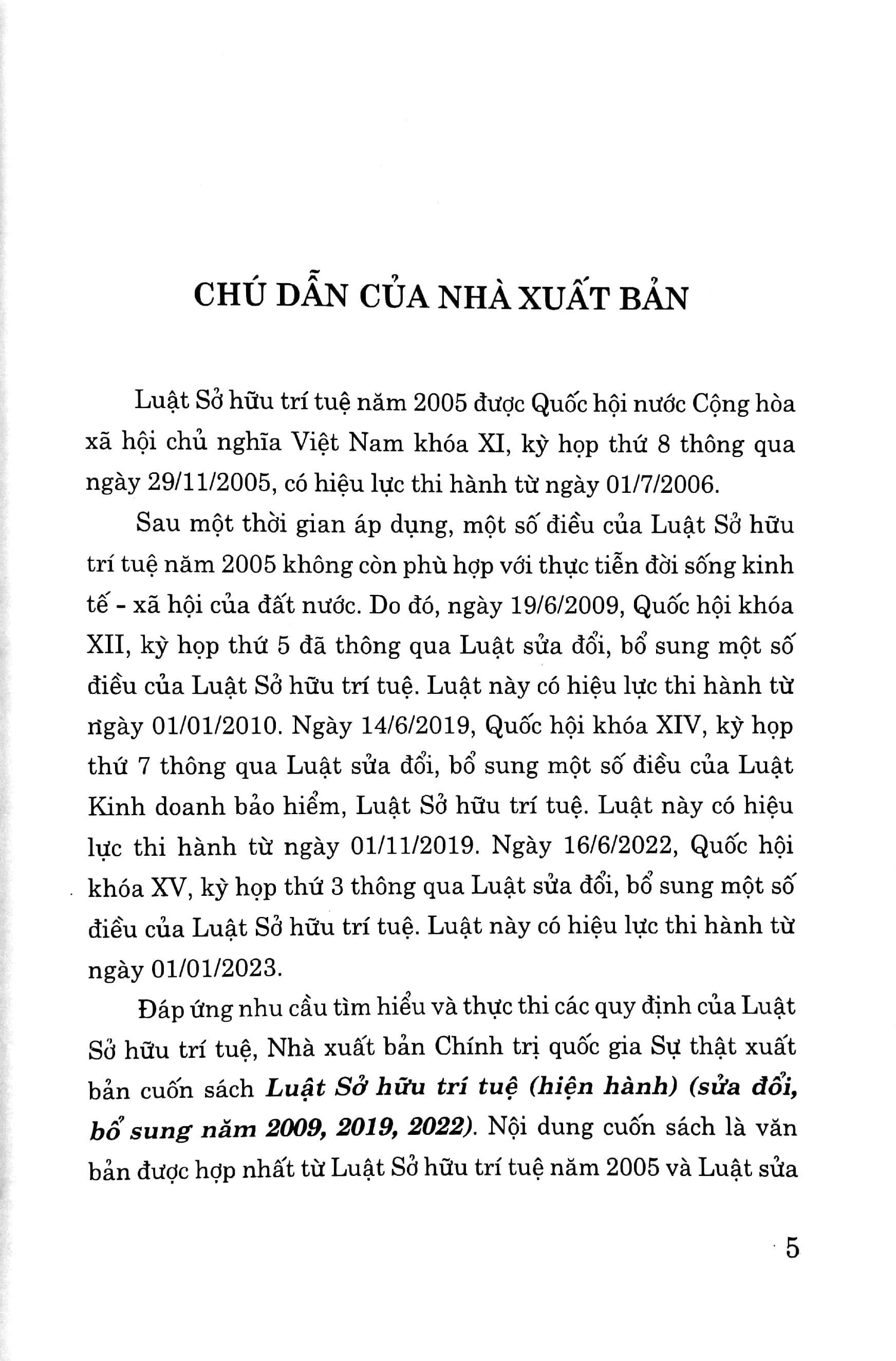 Luật Sở Hữu Trí Tuệ (Hiện Hành) (Sửa Đổi, Bổ Sung Năm 2009, 2022)